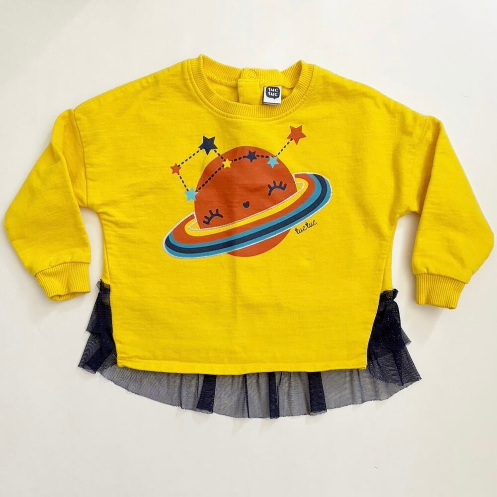 Tuc Tuc Saturn Planet Yellow Blue Tulle TrimTop 18 Months